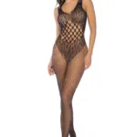 1145 Leopard Fishnet Bodystocking Color Black Size Only Size - Image 3