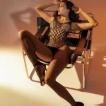 1145 Leopard Fishnet Bodystocking Color Black Size Only Size