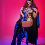 1151 1151 One Size Snake Fishnet Bodysuit Black-Red Color Black-Red Size Only Size - Image 3