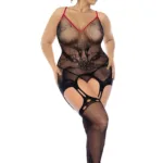 1153X Snake Fishnet Bodystocking Color Black-Red Size Only Size