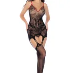 1153 Snake Fishnet Bodystocking Color Black-Red Size Only Size - Image 4