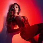 Alternative view of 1154 Snake Fishnet Bodyset Color Black-Red Size Only Size