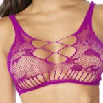 1159 Floral Fishnet Two Piece Set Color Pink Orchid Size Only Size