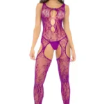 1160 Floral Fishnet Bodystocking Color Pink Orchid Size Only Size - Image 4