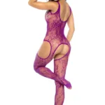 1160 Floral Fishnet Bodystocking Color Pink Orchid Size Only Size - Image 5