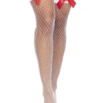 1172 Nurse Fishnet Thigh High Color White-Red Size Only Size