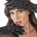 135 Satin Rhinestone Opera Gloves Color Black-Rhinestone Size Only Size - Image 5