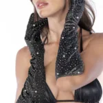 135 Satin Rhinestone Opera Gloves Color Black-Rhinestone Size Only Size - Image 6