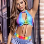 2693 Two Piece Set Color Miami Vibes Print Size M/L
