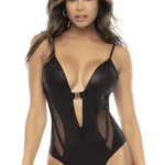 2750 Fenna Bodysuit Color Wet Look Black Size L/XL