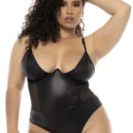 2752X Bibi Bodysuit Plus Color Wet Look Black Size 1-2XL