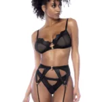 2767 Three Piece Set Color Wet Look Black Size S/M - Image 6