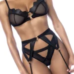 2767 Three Piece Set Color Wet Look Black Size S/M - Image 3