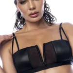 2768 Two Piece Set Color Wet Look Black Size L/XL