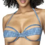 67080 Underwired Two Piece Swimsuit Color Blue Chambray Size L/XL