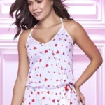 Alternative view of 7337 Top and Cheeky Bottoms Pajama Set Color White-Red Size L