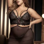 7433X Babydoll and Two Piece Set Color Black Size 2-3XL - Image 4