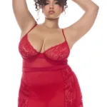 7507X Babydoll with matching G-String Color Red Size 1-2XL - Image 3
