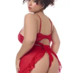 7507X Babydoll with matching G-String Color Red Size 1-2XL - Image 4