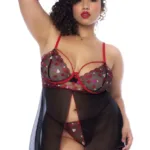 7560X Babydoll Color Black-Red Size 3-4XL - Image 4