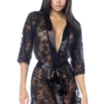 7618 Robe with matching Panty Color Black Size S/M - Image 5