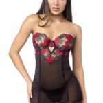 7619 Robe with matching Panty Color Black-Red Size L - Image 4