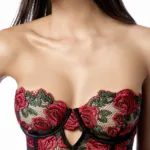 Alternative view of 7619 Robe with matching Panty Color Black-Red Size L