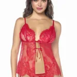 7621 Babydoll with matching Panty Color Red Size L/XL - Image 3