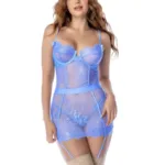 7625 Babydoll and Matching Thong Color Skyway Blue Size S/M