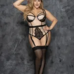 8599X Peek-A-Boo Teddy Color Nude-Black Size 2-3XL - Image 3