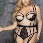 8599X Peek-A-Boo Teddy Color Nude-Black Size 2-3XL