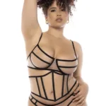 8848X Solaine Three Piece Set Plus  Color Nude-Black Size 1-2XL