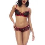 8898 Three Piece Set Color Black-Red Size XL