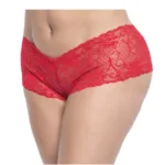 90X Lace Boyshort Color Red Size 1-2XL