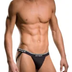 Alternative view of 705910-999 3PK 1X1 Rib Jockstrap Color Black-Red-Turquoise Size L