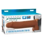 Fantasy X-Tensions Elite 8" Vibrating Hollow Silicone Strap-on - Brown