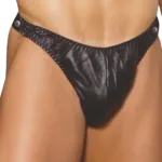 Elegant Moments - Men's leather thong - Black - One Size - Style EM-L9139