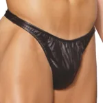 Elegant Moments - Men's leather thong - Black - One Size - Style EM-L9141