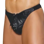 Elegant Moments - Men's leather thong - Black - One Size - Style EM-L9143