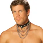 Elegant Moments - Men's leather collar - Black - One Size - Style EM-L9149