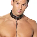 Elegant Moments - Men's leather collar - Black - One Size - Style EM-L9150