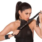 Elegant Moments - Leather whip - Black - One Size - Style EM-L9154