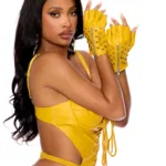 Elegant Moments - Leather gloves - Yellow - One Size