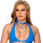 Elegant Moments - Leather choker - Blue - One Size