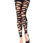 Tattered Footless Tights Black Os