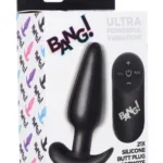 21x Silicone Butt Plug With Remote - Black