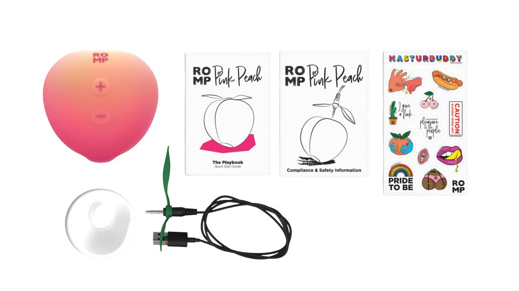 ROMP Pink Peach product and included accessories